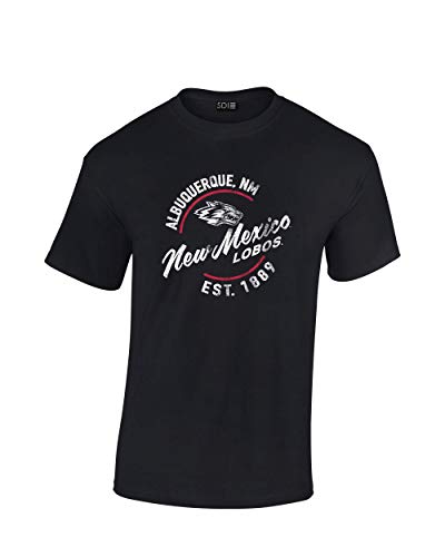 New Mexico Lobos College Short Sleeve 100% Cotton Tee, Black, XL