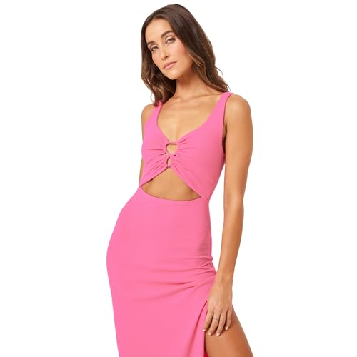 Image of L*Space Camille Dress for Women, Fitted Ribbed Maxi, Ankle Length, Sleeveless Scoop Neck, Side Slit & Waist Cutouts
