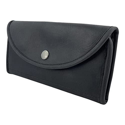 Hide & Drink, Snap Clutch Wallet for Women, Money Holder and Card Organizer with Zippered Pouch, Full Grain Leather, Handmade, Charcoal Black4