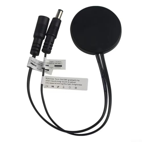 Besttoolifes Interrupteur à variateur tactile pour lumières LED DC 12 V 24 V 5 A 20 cm Câble en bois verre marbre Capteur d'installation Contrôleur 60 W Efficacité énergétique (Noir)
