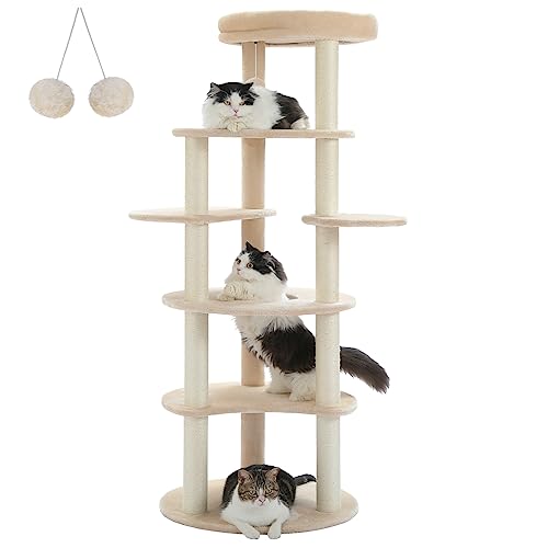 Árbol para gatos PETEPELA 61 pulg con postes rascadores y casas miniatura 1