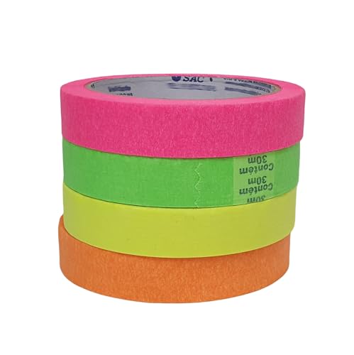 Kit De Fita Crepe Neon Colorida Com 4 Cores De 18mm X 30m