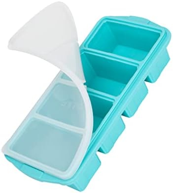 Silicone Freezing Tray with Lid, Large Ice Cube Tray Non-stick Soup Freezer Container with 4 Compartments for Storing and Freezing Soups, Broths, Sauces and Liquid Diets, Oven and Dishwasher Safe…