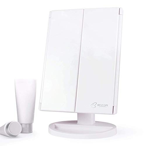BESTOPE Makeup Mirror with Lights 21 Led Light Up Mirror with 2X/3X Magnification Vanity Mirror with Lights Touch Screen 180 Degree Rotation Dual Power Supply - Thumbnail 5