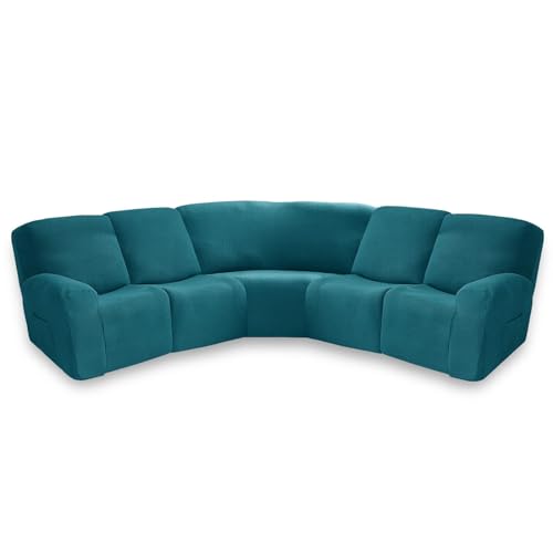 Ensemble de housses de canapé d'angle antidérapant 5 places pour canapé inclinable, chaise et fauteuils avec housses de coussin incluses (#6 Angle/1 pack)