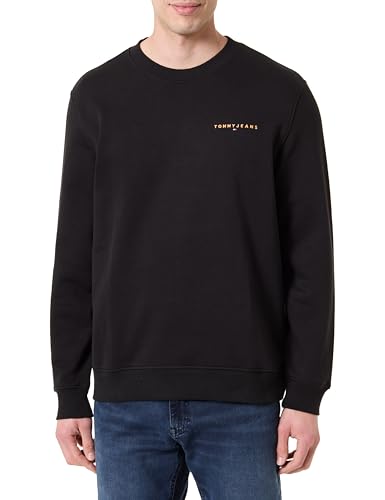 Tommy Jeans Felpa da Uomo Tjm Reg Linear Crew Ext Dm0Dm20249, Arancione (Nero/Bacio Solare Sbiadito), XS