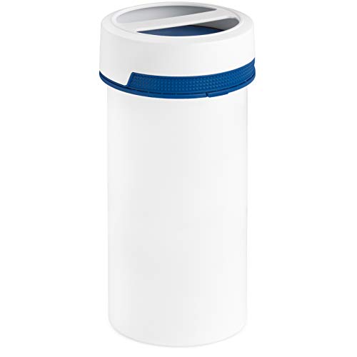 MARKESYSTEM - Bote para alimentos HERMÉTICO Catering Premium - (2,5 Litros, Azul) - Contenedor con Tapa de Rosca y Asa - Frio y Calor - Líquidos y sólidos - Tapa Azul + Kit etiquetado Cover