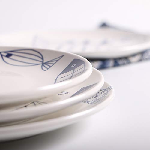 Kkgud Japanese Style Ceramic Salad Plates For Desserts Fruits Snack Cakes, Set Of 4 Assorted Patterns #TOP6