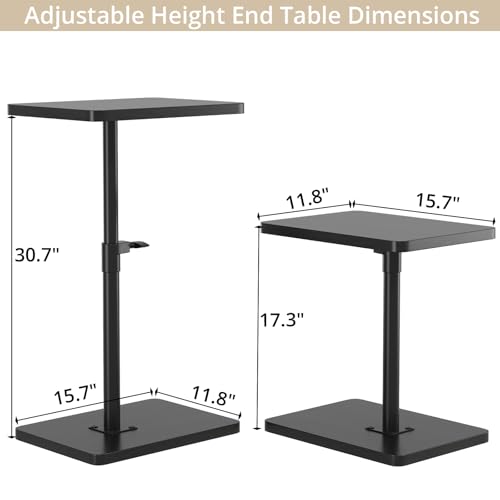 Image of C Shaped End Table Height Adjustable Side Table Sofa Tray for Couch, Sofa Bed Bathroom Study TV Tray Food Snack Trays for Eating, Black