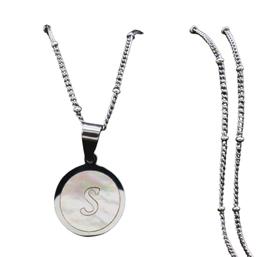 BRIGHTWINST Fashion Letter S Shell Stainless Steel Statement Necklace Women Silver Color Pendant Necklaces Jewelry PTPNU02497