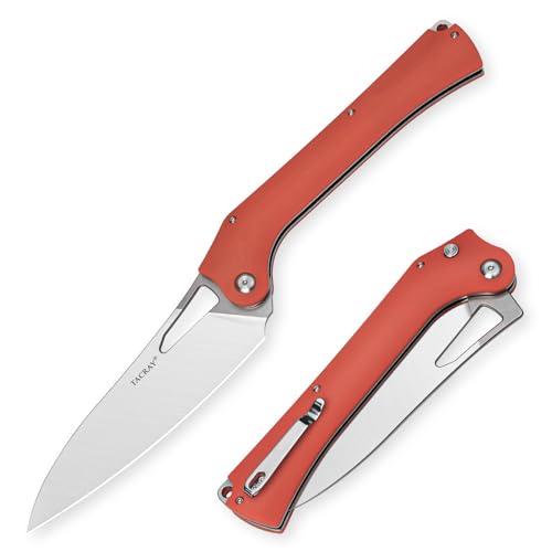 TACRAY Folding Kitchen Chef Knife, 5.49" Foldable Camping Knife with 10cr15mov Stainless Steel Blade, Anti-skidding and Ergonomic Designed G10 Handle for both Indoor and Outdoor Cooking