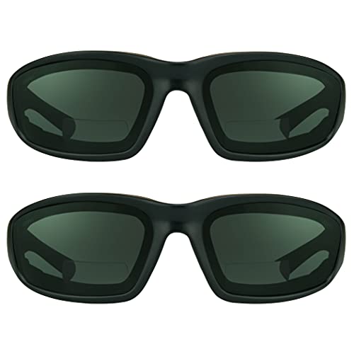 Bikershades Motorcycle SAFETY Bifocal Sunglass +2.50 Reader Smoke Z87 Foam Padded 2 Pairs