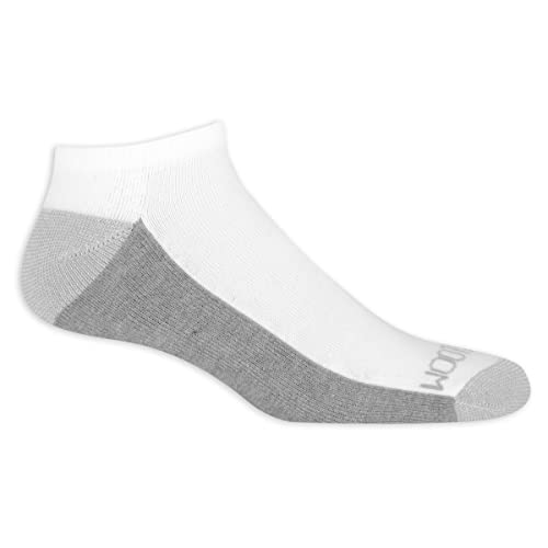 Fruit of the Loom Men's 12 Pair Pack Dual Defense Cushioned Socks, White with Grey Sole 1, 6.5-12 - Main Image