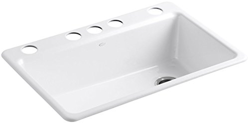 Riverby 33 In. x 22 In. Undermount Single-Bowl Kitchen Sink with 5 Oversized Faucet Holes and Accessories, White