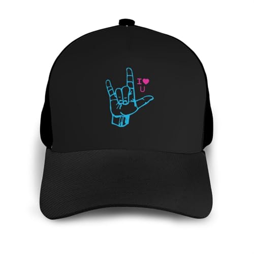 Sign Language I Love You Unisex Classic Adjustable Curved Brim Baseball Cap, Trucker Hat3
