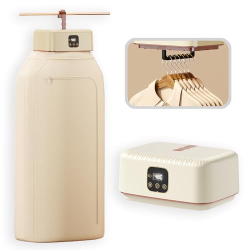 Lista de secadora tornado home style los mejores 10. 43 Secadora de ropa portátil, pequeña y compacta, plegable, silenciosa, de secado rápido, con temporizador ajustable para viajes, caravana, hogar, departamento (beige)