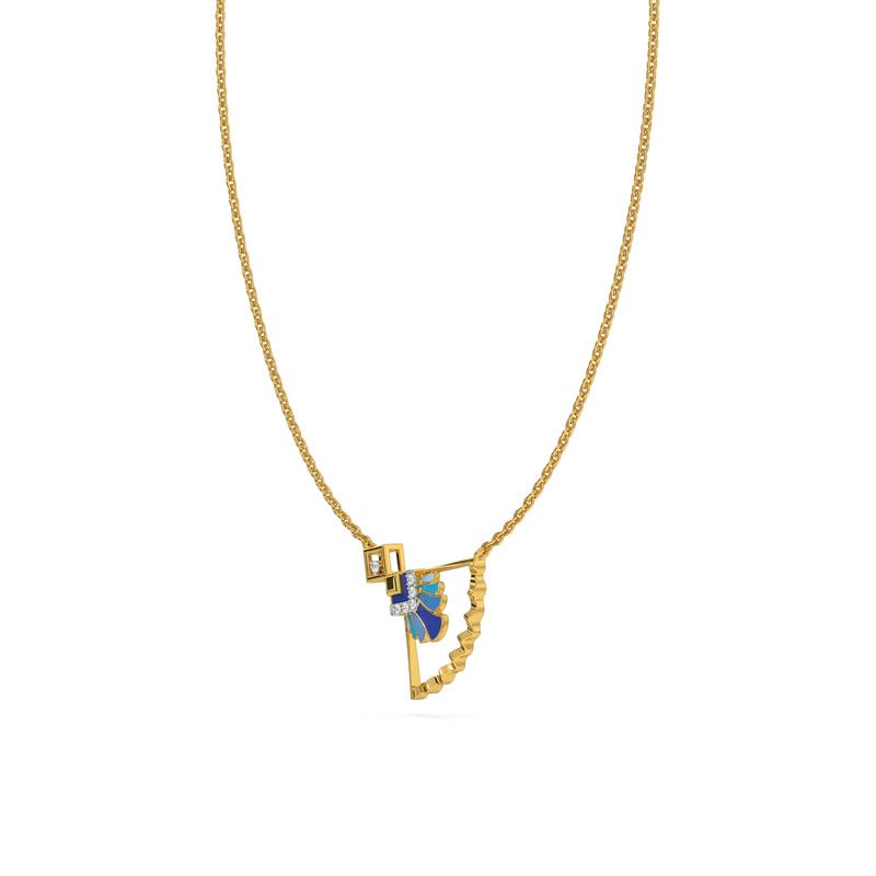 Image of Kisna 14 KT Florawave Yellow Gold Diamond Necklace For Women