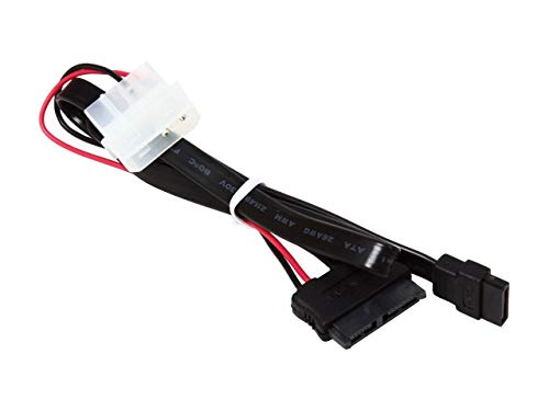 AYA 20" (20-Inch) Slimline SATA 13-Pin (7+6) to SATA 7-Pin with Molex Power Adapter