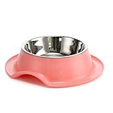 Propósito doble: recipiente de agua de acero inoxidable y recipiente de comida de soporte.