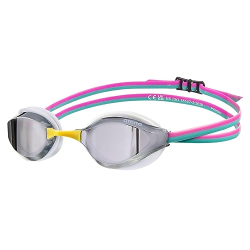 Image of ARENA Unisex Python Racing Swim Goggles for Men and Women Anti-Fog No Leak Max Comfort Dual Strap, Mirror /Non-Mirror Lens