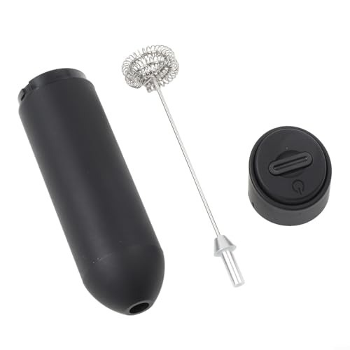 Electric Milk Frother for Coffee, Latte, Cappuccino - 30 Second Foam Maker with Stainless Steel Whisk, Handheld Drink Mixer & Protein for Blender, Black