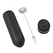 Electric Milk Frother for Coffee, Latte, Cappuccino - 30 Second Foam Maker with Stainless Steel Whisk, Handheld Drink Mixer & Protein for Blender, Black