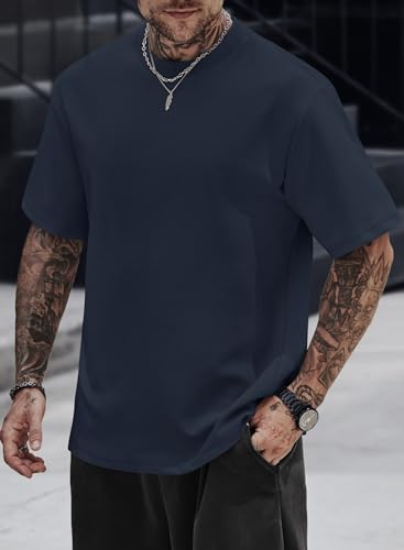 Image of Herberton Mens Oversized T-Shirts Heavyweight Cotton Stretch Fashion Thick Tee Tops (S-3XL)