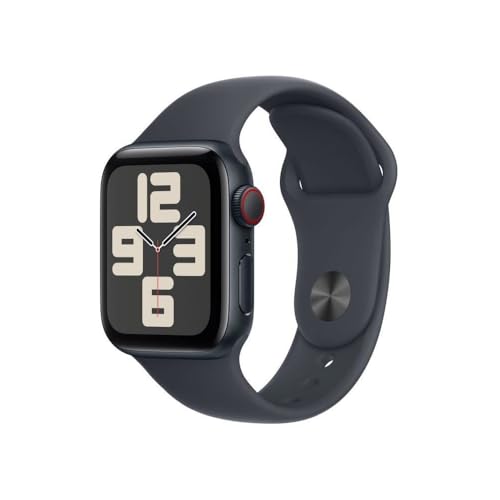 Apple Watch SE (2. Generation) GPS + Cellular 40 mm Smartwatch mit Aluminiumgehäuse in Mitternacht und Sportarmband in Mitternacht (S/M). Fitness und Schlaftracker, Unfallerkennung, Retina Display