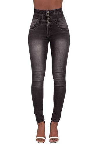 Glook Women's High Waisted Tummy Control Skinny Fit Jeans Pants