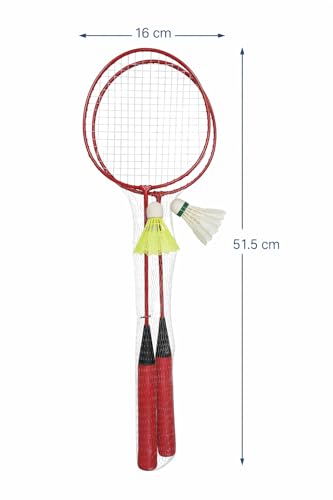 Image of Steel Badminton Racket Set with Shuttlecocks | 2 Rackets | 2 Shuttlecocks (1 Feather + 1 Nylon) Suitable for Beginners & Recreational Play | Indoor & Outdoor Use