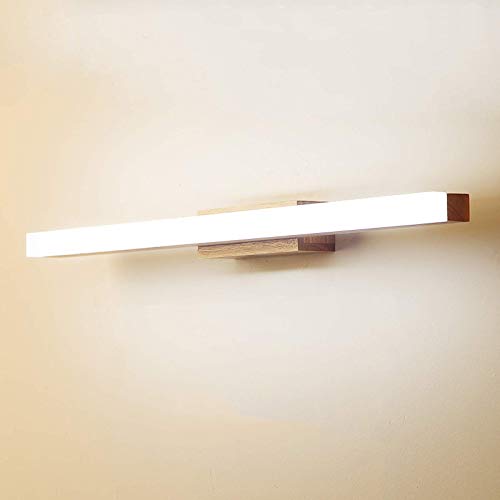 Applique miroir bois avec abat-jour acrylique moderne