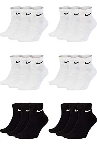 Nike SX7667 - 18 paia di calzini corti da uomo e donna, altezza alla caviglia, colore bianco e nero, sportivi, misura 34, 36, 38, 40, 42, 44, 46, 48, 50