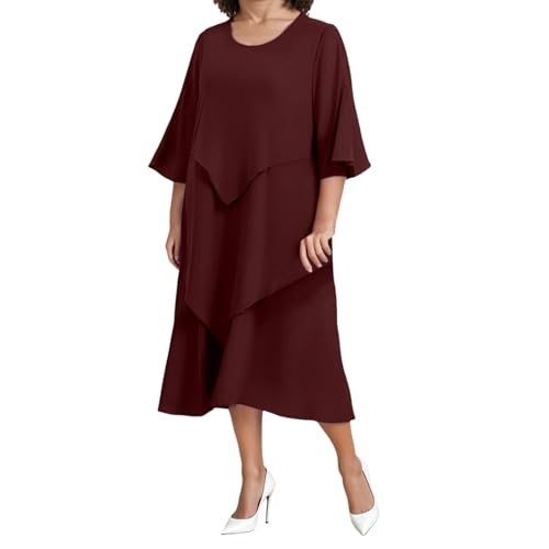 Robe d'été en mousseline pour femme avec patchwork élégant et col rond