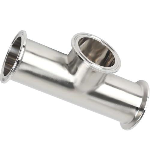 Image of QiiMii Tri Clamp 2 inch instrument Tee Tri Clover Tee Fittings 3 Way Stainless Steel SS304,51mm Pipe OD(2 Inch),Used In Pharmacy