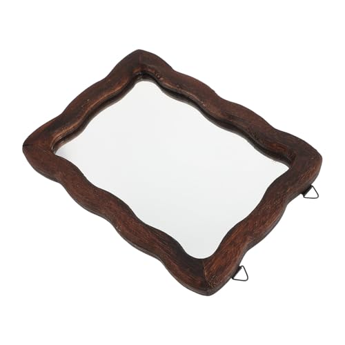 NUSITOU Espejo en Estilo Vintage Clásico de Maquillaje Retro con Marco de Madera Ondulado y Acabado Liso para Decoración de Pared o Tocador