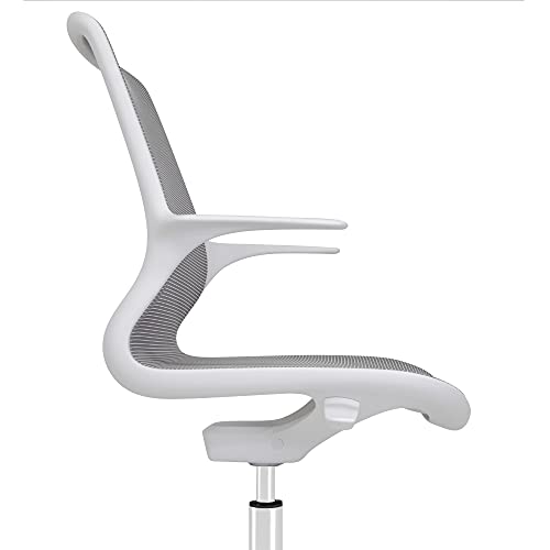 Image of Leick Home 10146-WT Teramo Italian Made Ergonomic Mesh Office Chair with Adjustable Height, Lumbar Support and Swivel, White
