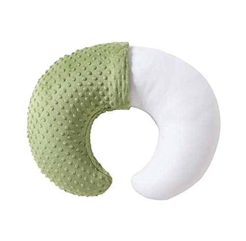 Image of QUENESS Nursing Pillow and Positioner, Breastfeeding, Bottle Feeding, Baby Sitting Support with Removable Ultra Soft Cover, Tummy Time Support for Baby Boys and Girls (Sage)