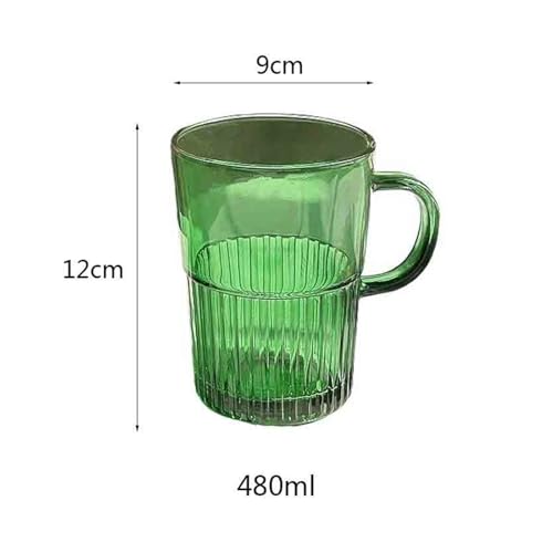 Vasos de agua modernos taza de vidrio verde con asa texturizada 16 oz 3