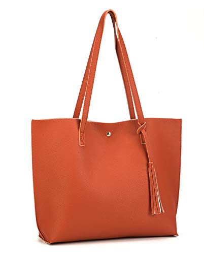 Nodykka Women Tote Bags Top Handle Satchel Handbags PU Faux Leather Tassel Shoulder Purse