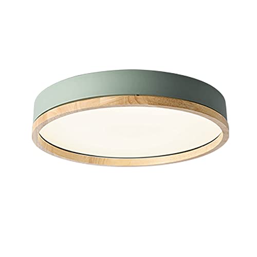 Plafonnier LED variable vert 40cm en bois au design rond et moderne pour plafond