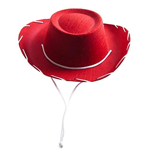 Generisch Sombrero de verano para mujer, sombrero de vaquero, accesorios, 1 pieza, vestir, decoración, vacaciones, gorra de vaquero, gorra de béisbol, disfraz de vaquero, adulto, rojo, Talla única
