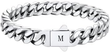 Herenarmband van roestvrij staal, zilver, met letters, 2 stuks, gravure