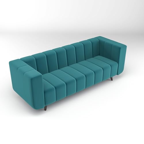 Image of 3 Seater Sofa | Luxury Comfort & Extra Spacious | Sofa Set | Wooden Sofa Set for Living Room | Couch Sofa Living Room & Office (Aqua Blue)
