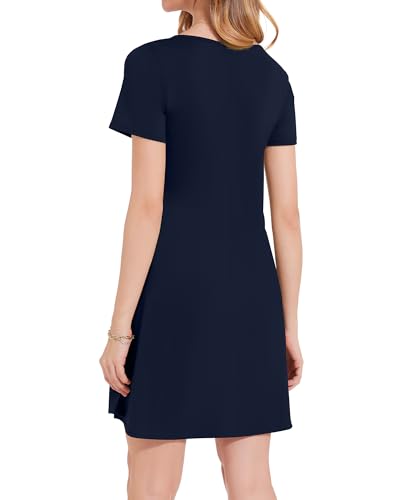 Image of JOLIGAL Summer Dresses for Women Casual Short Sleeve Sundress Scoop Neck Beach T Shirt Dress with Pockets 2026