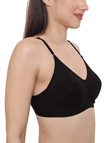Image of GLAMORAS Women's Soft Poly Cotton Non Padded Wirefree Everyday T-Shirt Bra with Adjustable Straps | Seamless Cups Full Coverage Bra for Women Daily Use | Size 32-40, B, C & D Cup