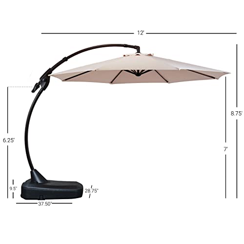 Grand Patio Deluxe Napoli 12Ft Patio Umbrella, Curvy Aluminum Cantilever Umbrella With Base, Round Large Offset Umbrellas For Garden Deck Pool (Champagne, 12 Ft) #TOP7