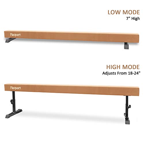 FBSPORT 8ft Adjustable Balance Beam High and Low Floor Beam Gymnastics