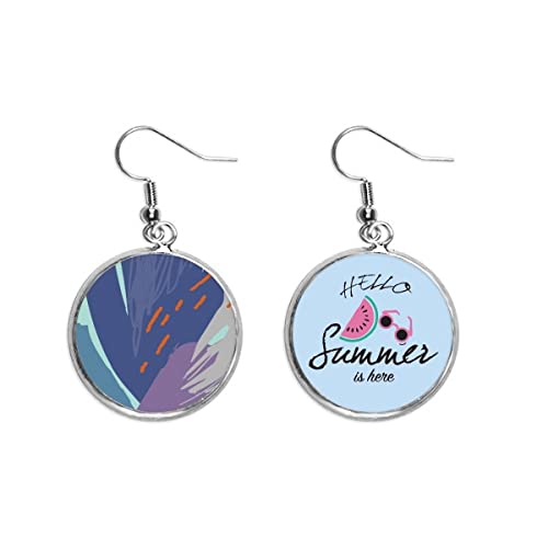 Pendientes de sandía con patrón tranquilo de plantas y diseño abstracto ligero