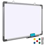 60cm x 40cm Magnetic Whiteboard 24"x16" – Silver Aluminum Frame Lightweight Hanging Dry Wipe Board with Pen Tray, for Office, School, Home, Writing, Drawing, Memo, Notice Board (600x400mm)