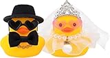Bohrma 2 Stück Ente Hochzeitspaar, Quietscheente für Hochzeiten, Braut und Bräutigam, Gummiente,Mini-Paar-Ente für Zeremonie, Rubber duckSouvenir, Heiratssegen, elegantes, herzerwärmendes Geschenk